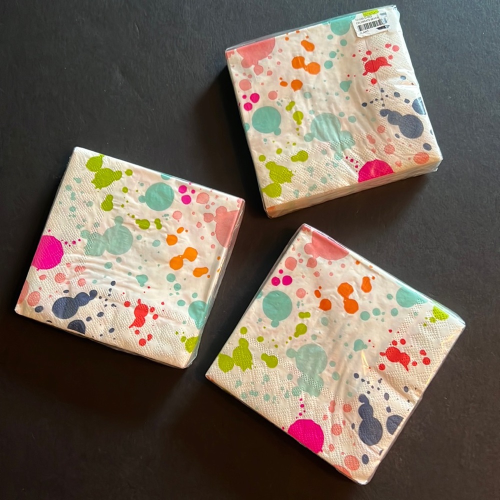 bright “paint drip” party napkins-cocktail size-3 packs of 20 each-NWT